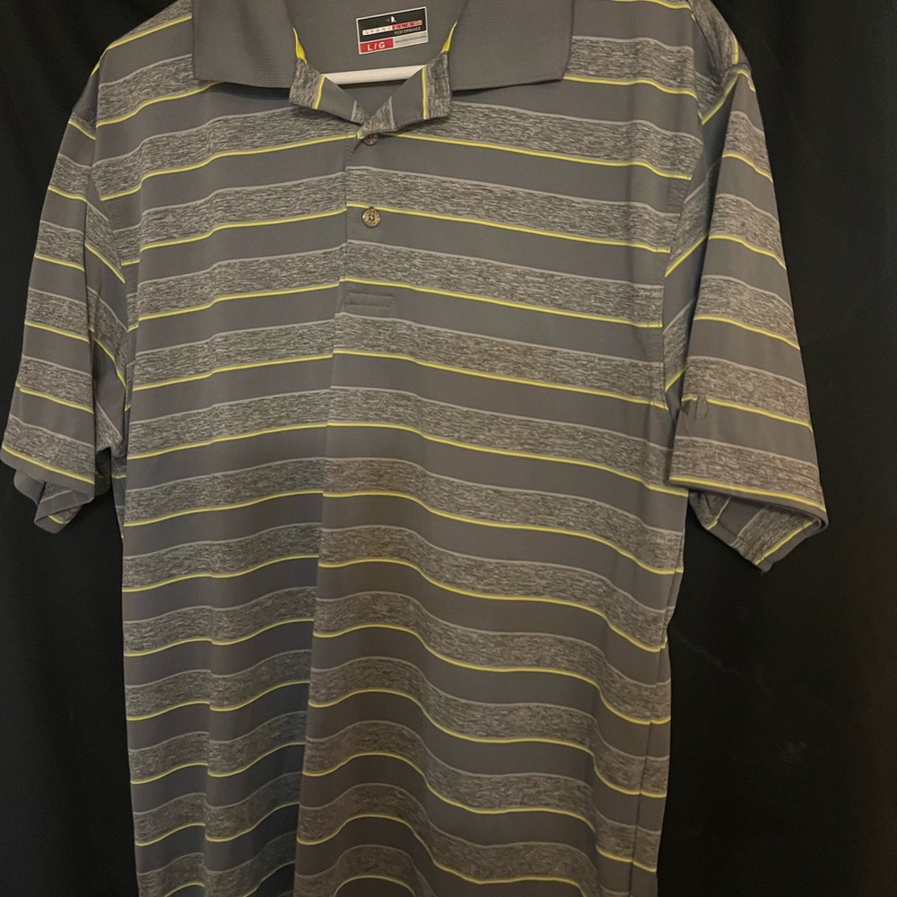 Grand Slam Gray and Yellow Polo Shirt Casual Stripes